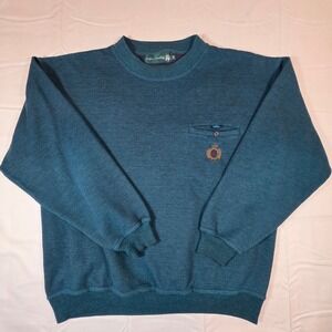 Vintage 90s Knights of Round Table Teal Crest Pocket Sweatshirt XL